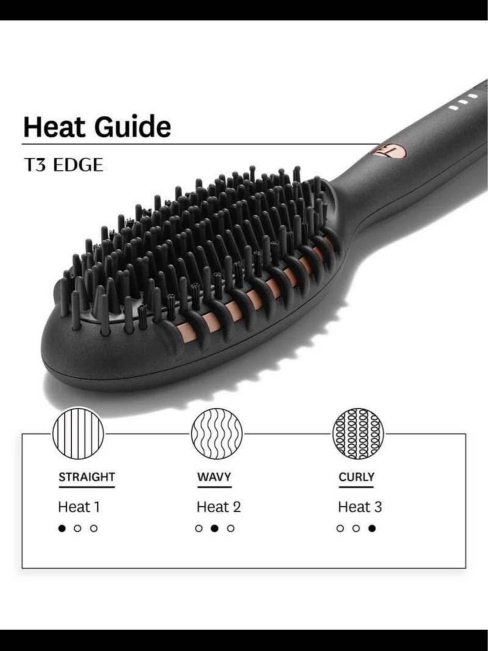 T3 Edge Heated Styling Brush - Black with Rose Gold Accents